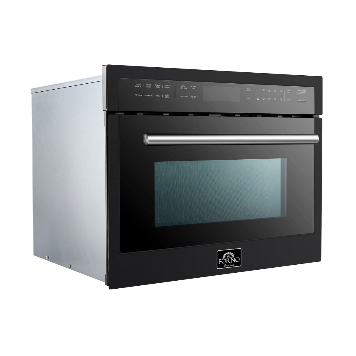 FORNO Oliena 24-Inch Built-In Microwave Drawer Oven, 1.6 cu. ft., Black with Stainless Steel Handle (FMWDR3093-24BLK)