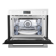 FORNO Oliena 24-Inch Built-In Microwave Drawer Oven, 1.6 cu. ft., White with Stainless Steel Handles (FMWDR3093-24WHT)