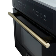 FORNO Oliena 30-Inch Built-In Microwave Drawer Oven, 1.6 cu. ft., Black with Antique Brass Handles (FMWDR3093-30BLK)