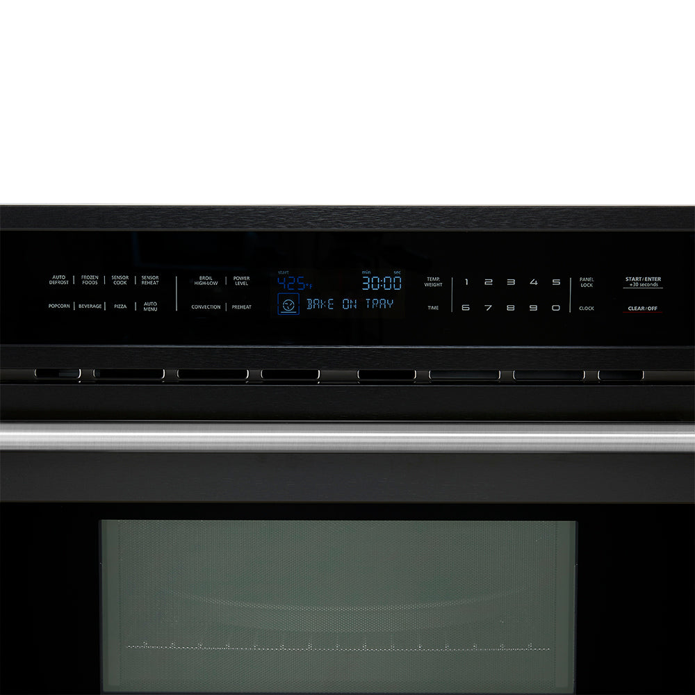 FORNO Oliena 30-Inch Built-In Microwave Oven, 1.6 Cu. Ft., Black with Stainless Steel Handles (Model FMWDR3093-30BLK)