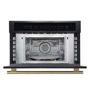 FORNO Oliena 30-Inch Built-In Microwave Drawer Oven, 1.6 cu. ft., Black with Antique Brass Handles (FMWDR3093-30BLK)