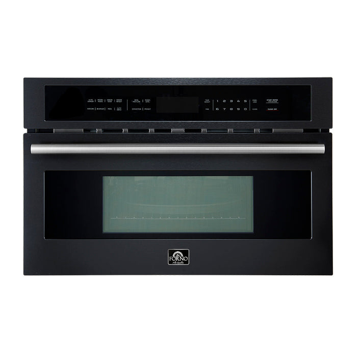 FORNO Oliena 30-Inch Built-In Microwave Oven, 1.6 Cu. Ft., Black with Stainless Steel Handles (Model FMWDR3093-30BLK)