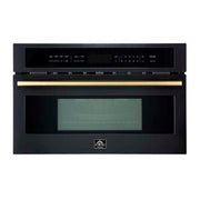 FORNO Oliena 30-Inch Built-In Microwave Drawer Oven, 1.6 cu. ft., Black with Antique Brass Handles (FMWDR3093-30BLK)