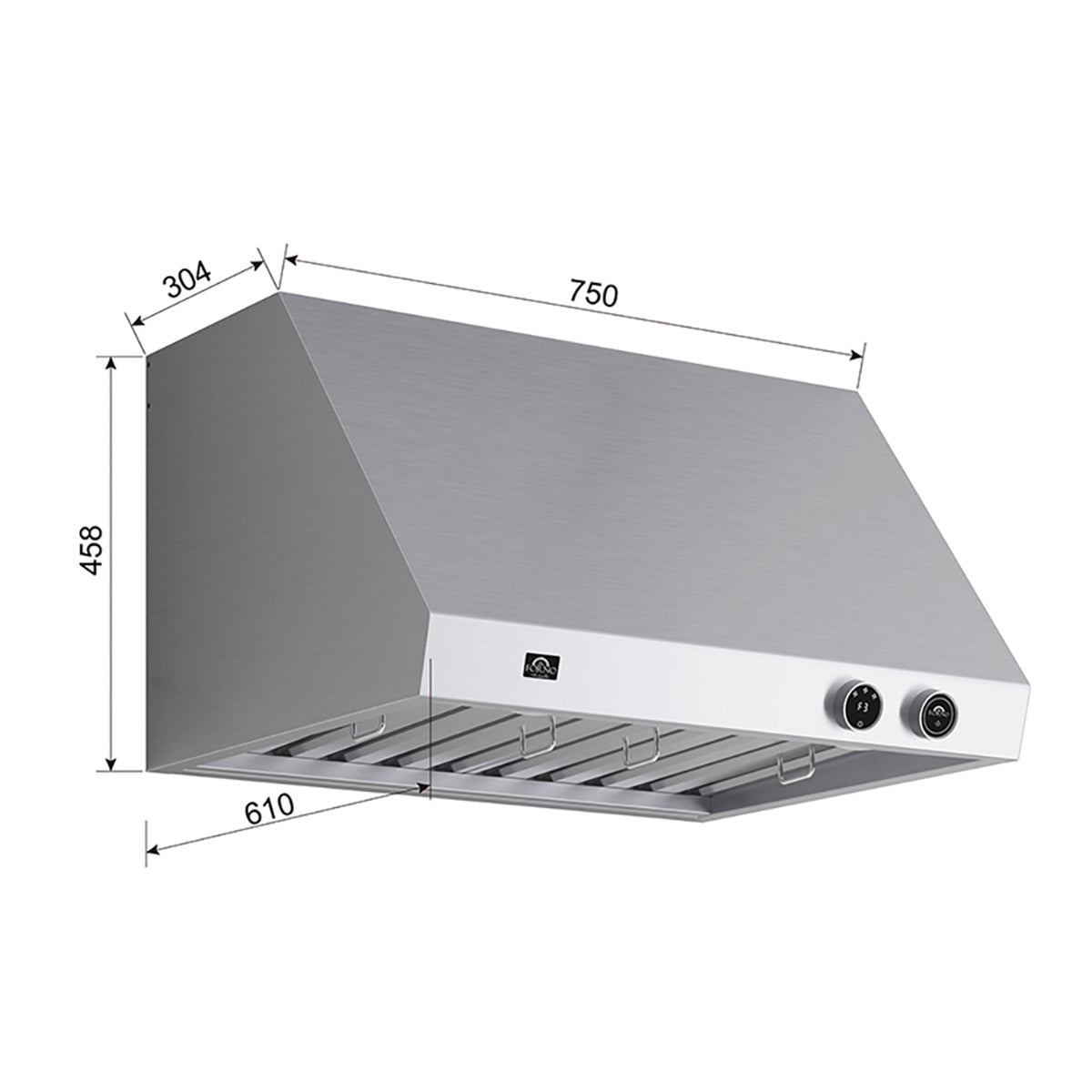 Forno Biagio 30-Inch Wall Mount Range Hood, 600 CFM, Stainless Steel (FRHWM5009-30)