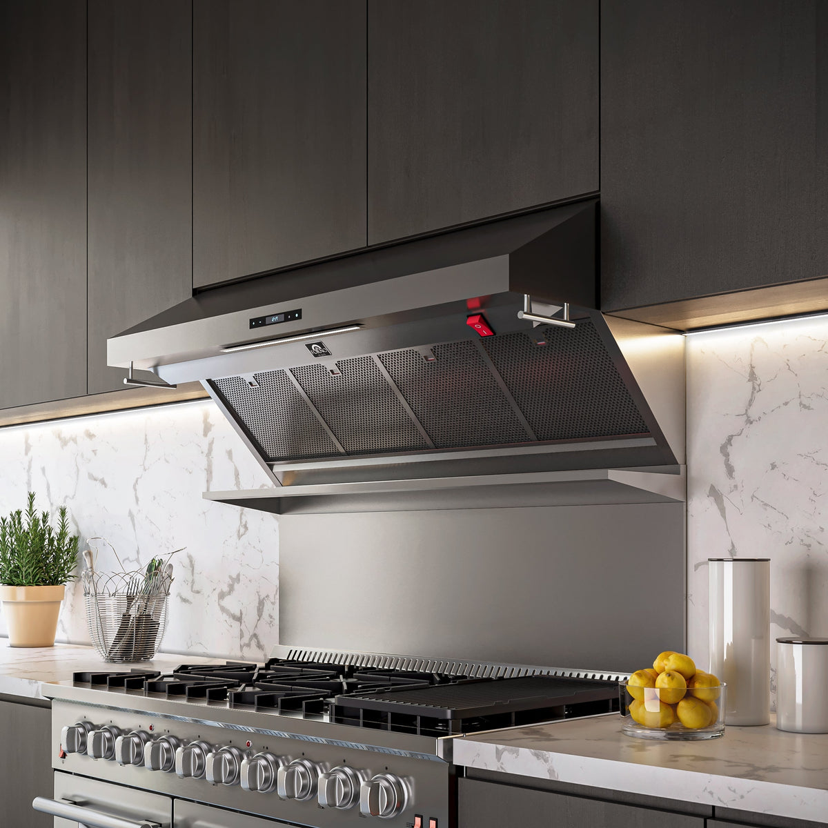 FORNO Savona 48-Inch Wall Mount Range Hood with 1200 CFM Ventilation, Backsplash, Hybrid Filters (Model FRHWM5029-48HB)