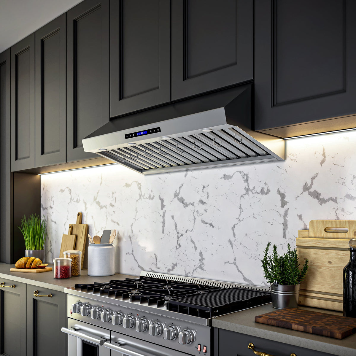 Forno Palazzo 48-Inch Wall-Mount Range Hood, 1000 CFM, Stainless Steel (Model FRHWM5030-48)