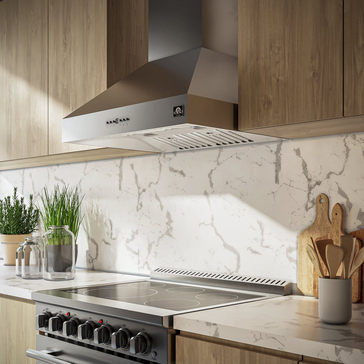 Forno Orvieto 30-Inch Wall-Mount Range Hood, 600 CFM, Stainless Steel (Model FRHWM5094-30)
