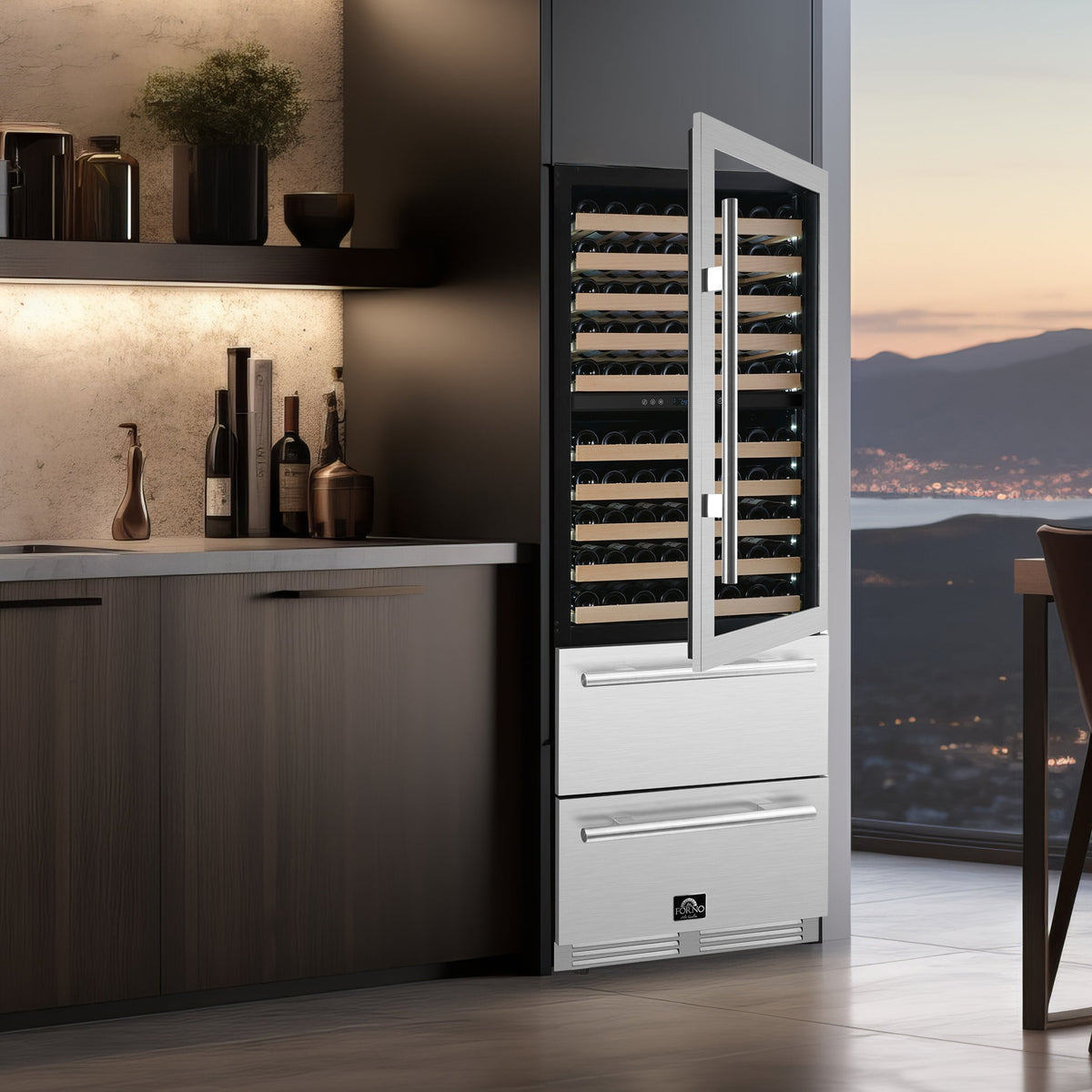 Forno Celano 30 in. Dual Zone Wine and Beverage Cooler 21.3 cu. ft. 150 Bottle 252 Can Stainless Steel (FWCDR6697-30S)