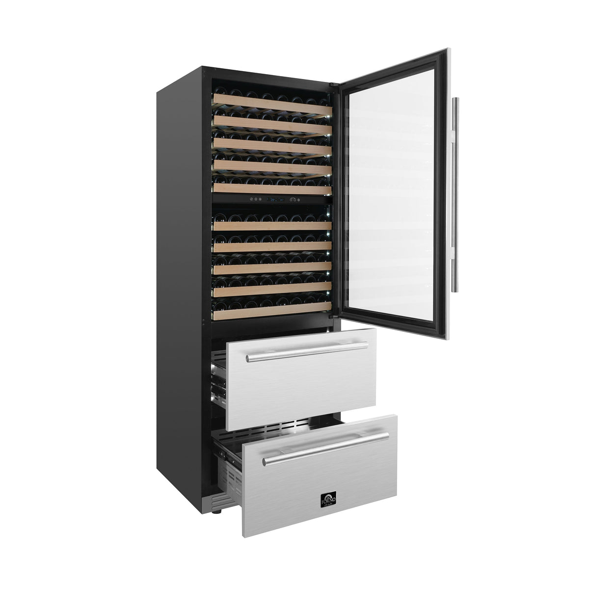 Forno Celano 30 in. Dual Zone Wine and Beverage Cooler 21.3 cu. ft. 150 Bottle 252 Can Stainless Steel (FWCDR6697-30S)