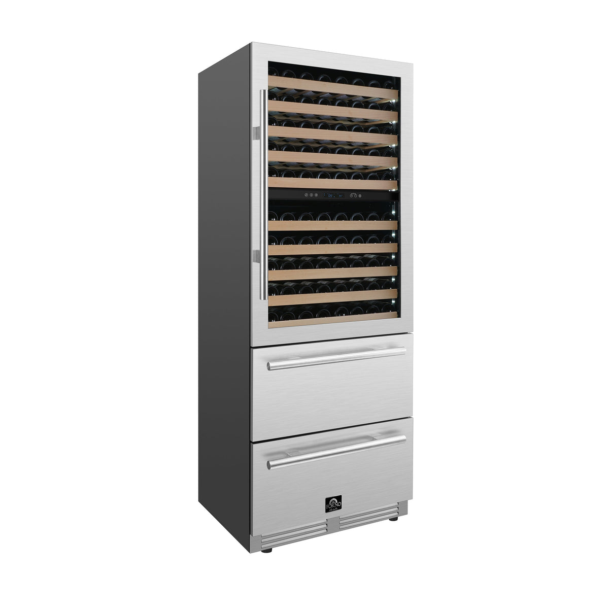 Forno Celano 30 in. Dual Zone Wine and Beverage Cooler 21.3 cu. ft. 150 Bottle 252 Can Stainless Steel (FWCDR6697-30S)