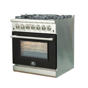 Forno Capriasca 30 in. Freestanding Dual Fuel Range, 5 Sealed Burners, 4.32 cu. ft. Electric Oven, Black (FFSGS6187-30BLK)