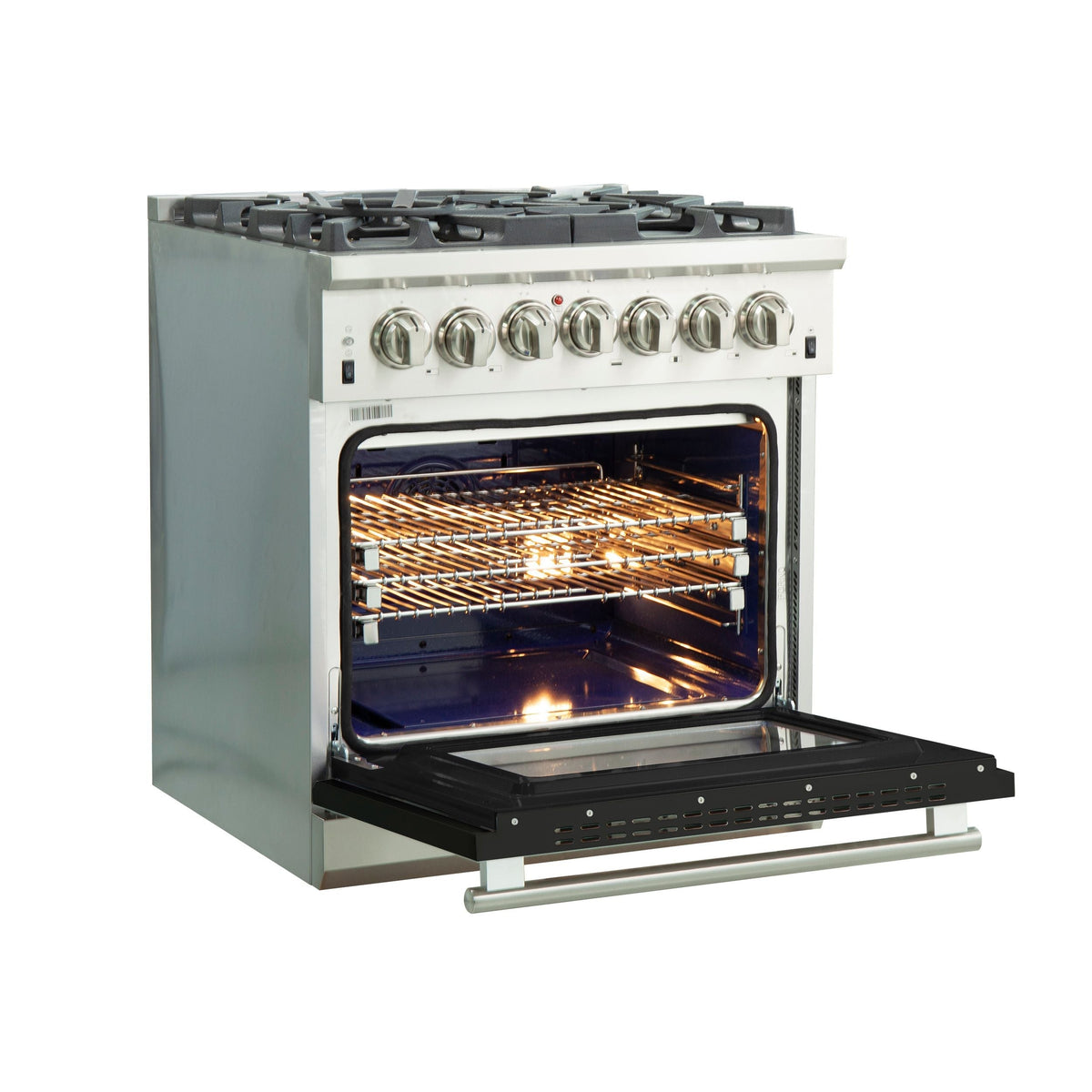 Forno Capriasca 30 in. Freestanding Dual Fuel Range, 5 Sealed Burners, 4.32 cu. ft. Electric Oven, Black (FFSGS6187-30BLK)