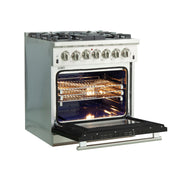 Forno Capriasca 30 in. Freestanding Dual Fuel Range, 5 Sealed Burners, 4.32 cu. ft. Electric Oven, Black (FFSGS6187-30BLK)