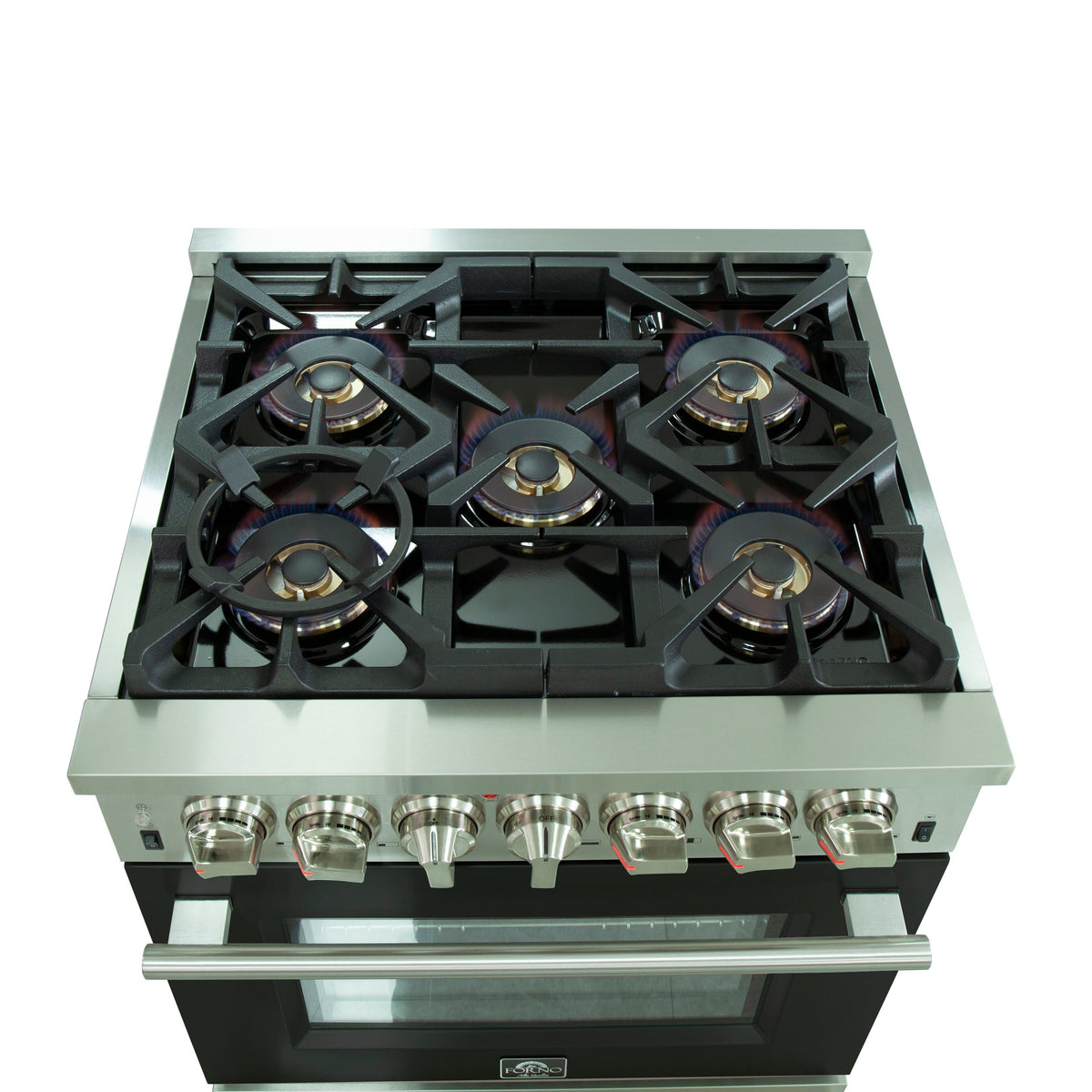 Forno Capriasca 30 in. Freestanding Dual Fuel Range, 5 Sealed Burners, 4.32 cu. ft. Electric Oven, Black (FFSGS6187-30BLK)