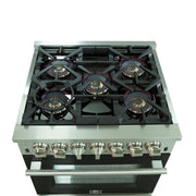 Forno Capriasca 30 in. Freestanding Dual Fuel Range, 5 Sealed Burners, 4.32 cu. ft. Electric Oven, Black (FFSGS6187-30BLK)
