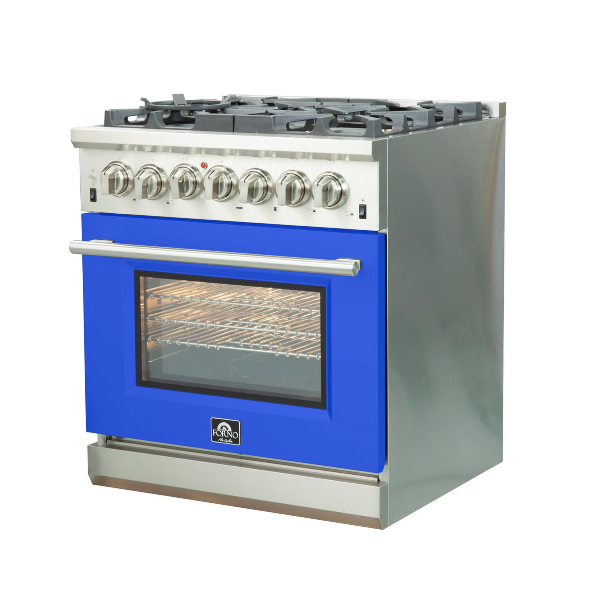 Forno Capriasca 30 in. 4.32 cu. ft. Freestanding Dual Fuel Range with 5 Sealed Burners and Electric Oven in Blue (FFSGS6187-30BLU)