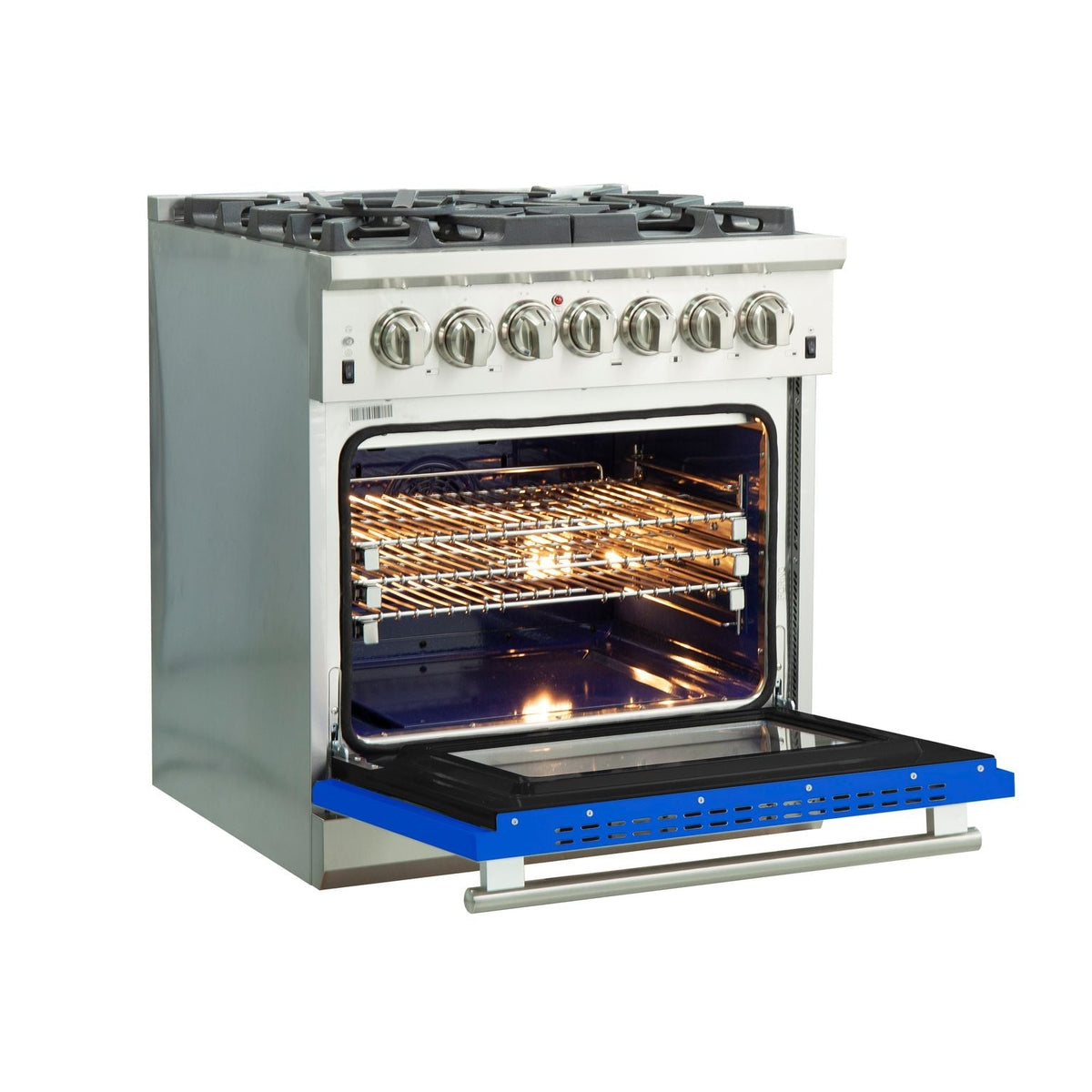 Forno Capriasca 30 in. 4.32 cu. ft. Freestanding Dual Fuel Range with 5 Sealed Burners and Electric Oven in Blue (FFSGS6187-30BLU)