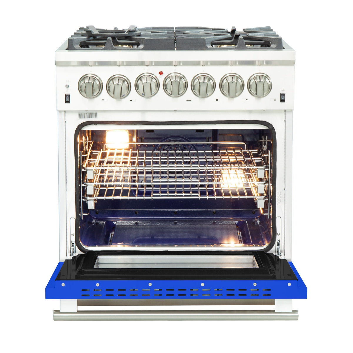 Forno Capriasca 30 in. 4.32 cu. ft. Freestanding Dual Fuel Range with 5 Sealed Burners and Electric Oven in Blue (FFSGS6187-30BLU)