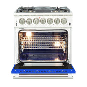Forno Capriasca 30 in. 4.32 cu. ft. Freestanding Dual Fuel Range with 5 Sealed Burners and Electric Oven in Blue (FFSGS6187-30BLU)