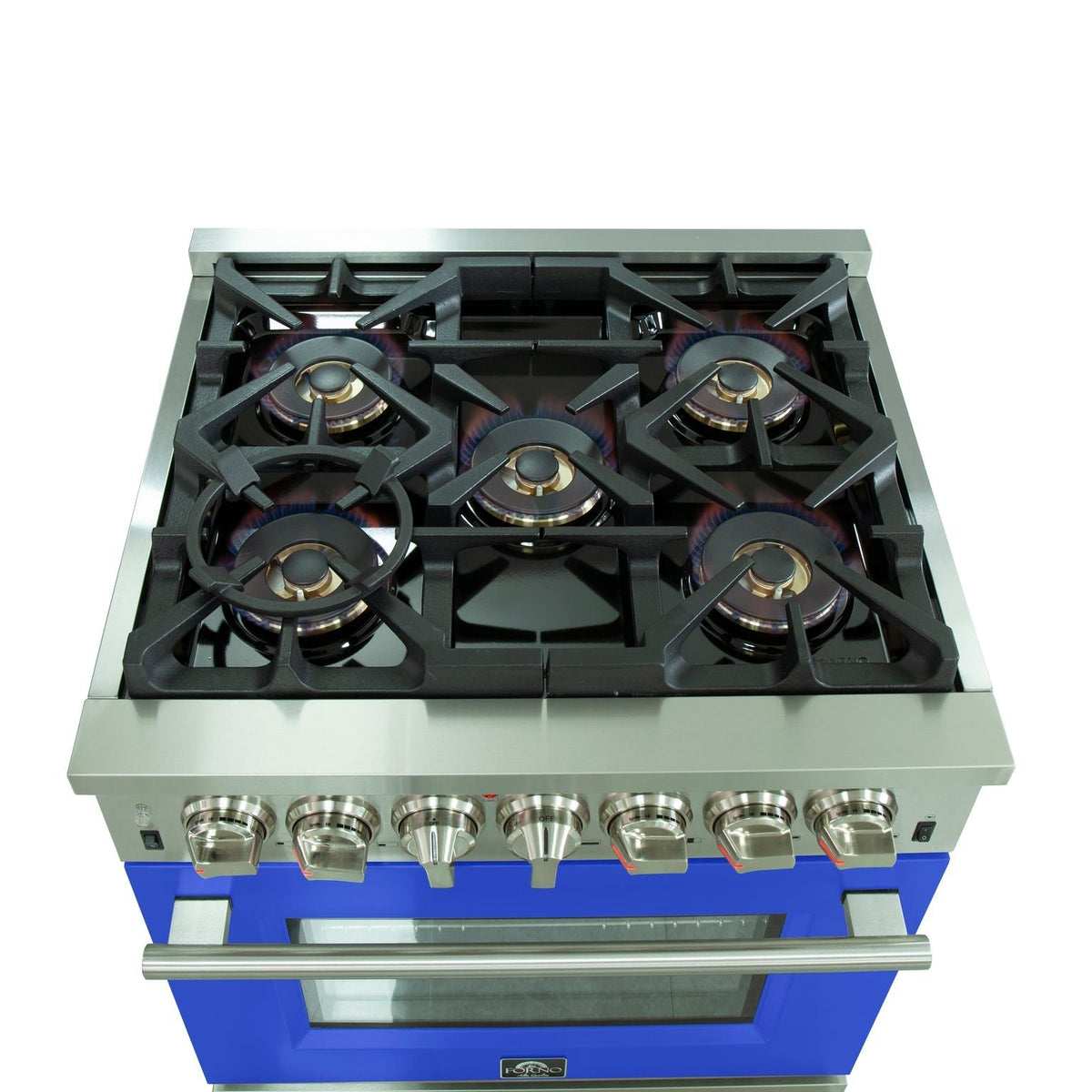Forno Capriasca 30 in. 4.32 cu. ft. Freestanding Dual Fuel Range with 5 Sealed Burners and Electric Oven in Blue (FFSGS6187-30BLU)