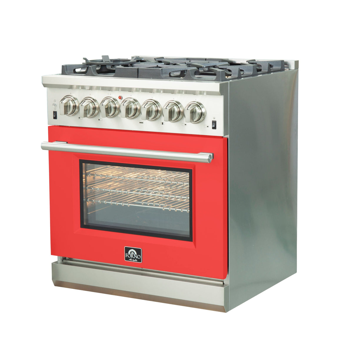 Forno Capriasca 30 in. Freestanding Dual Fuel Range, 4.32 cu. ft. Electric Oven, 5 Sealed Gas Burners, Red, Model FFSGS6187-30RED