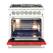 Forno Capriasca 30 in. Freestanding Dual Fuel Range, 4.32 cu. ft. Electric Oven, 5 Sealed Gas Burners, Red, Model FFSGS6187-30RED