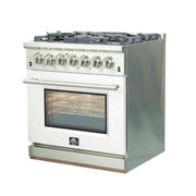 Forno Capriasca 30 in. Freestanding Dual Fuel Range, 4.32 cu. ft. Electric Oven, 5 Sealed Gas Burners, White, Model FFSGS6187-30WHT