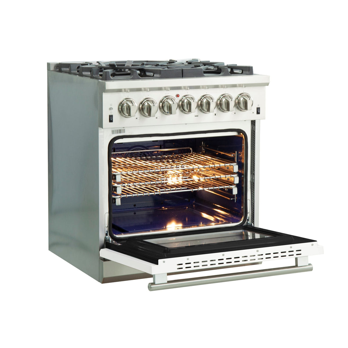 Forno Capriasca 30 in. Freestanding Dual Fuel Range, 4.32 cu. ft. Electric Oven, 5 Sealed Gas Burners, White, Model FFSGS6187-30WHT