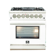 Forno Capriasca 30 in. Freestanding Dual Fuel Range, 4.32 cu. ft. Electric Oven, 5 Sealed Gas Burners, White, Model FFSGS6187-30WHT