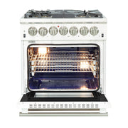 Forno Capriasca 30 in. Freestanding Dual Fuel Range, 4.32 cu. ft. Electric Oven, 5 Sealed Gas Burners, White, Model FFSGS6187-30WHT