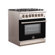 Forno Capriasca 30 in. 4.32 cu. ft. Freestanding Gas Range with 5 Sealed Burners in Black (FFSGS6260-30BLK)
