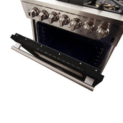 Forno Capriasca 30 in. 4.32 cu. ft. Freestanding Gas Range with 5 Sealed Burners in Black (FFSGS6260-30BLK)