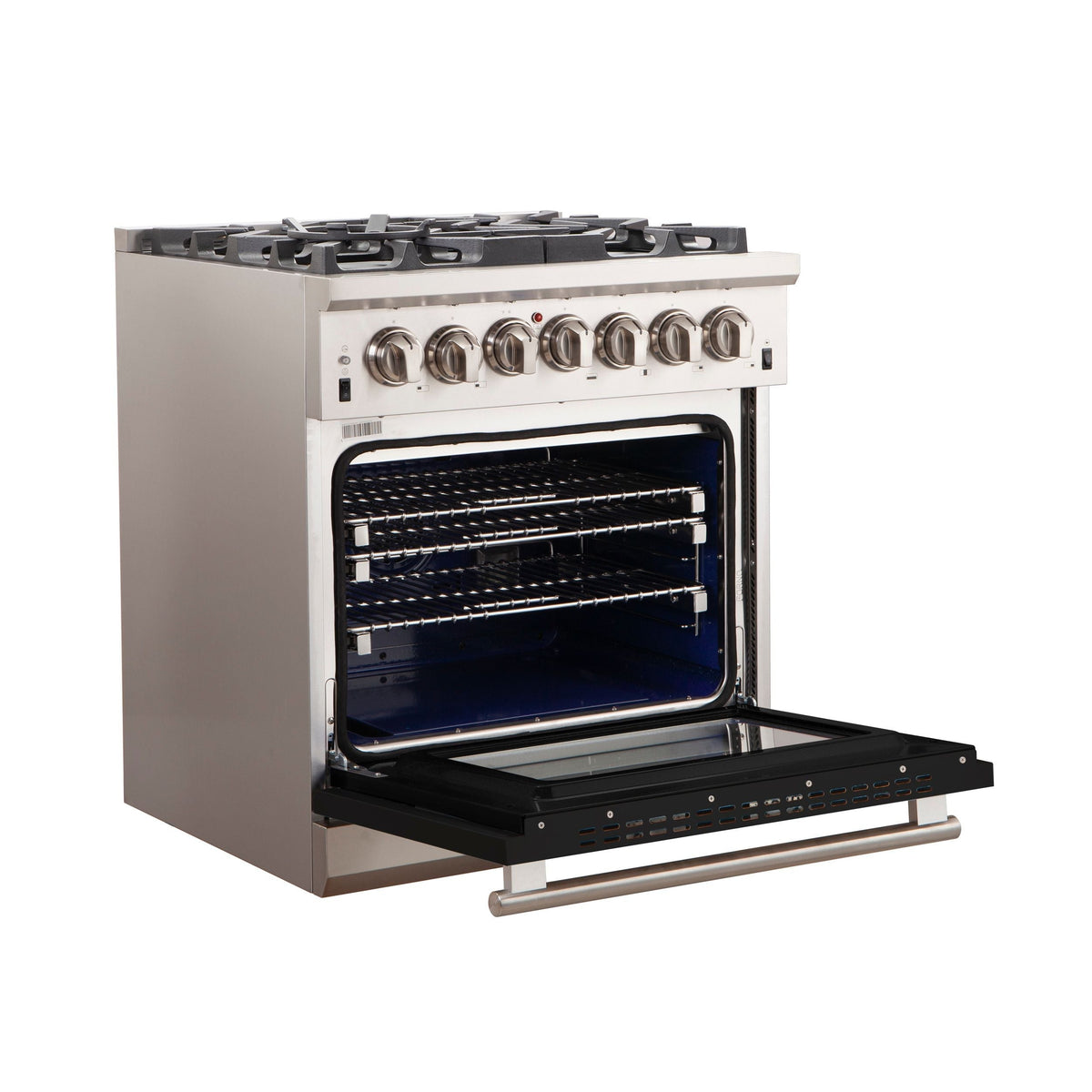 Forno Capriasca 30 in. 4.32 cu. ft. Freestanding Gas Range with 5 Sealed Burners in Black (FFSGS6260-30BLK)