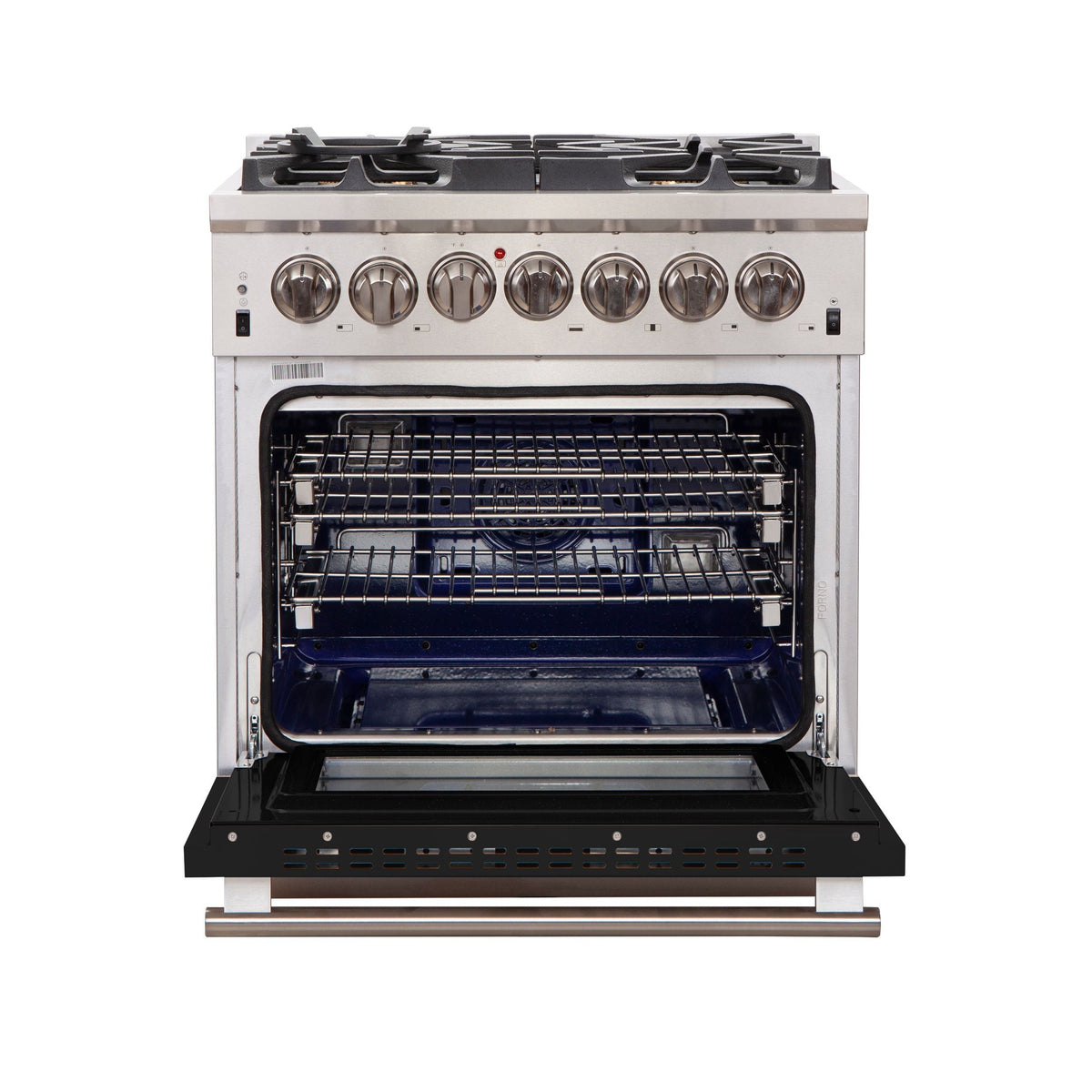 Forno Capriasca 30 in. 4.32 cu. ft. Freestanding Gas Range with 5 Sealed Burners in Black (FFSGS6260-30BLK)