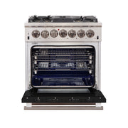 Forno Capriasca 30 in. 4.32 cu. ft. Freestanding Gas Range with 5 Sealed Burners in Black (FFSGS6260-30BLK)
