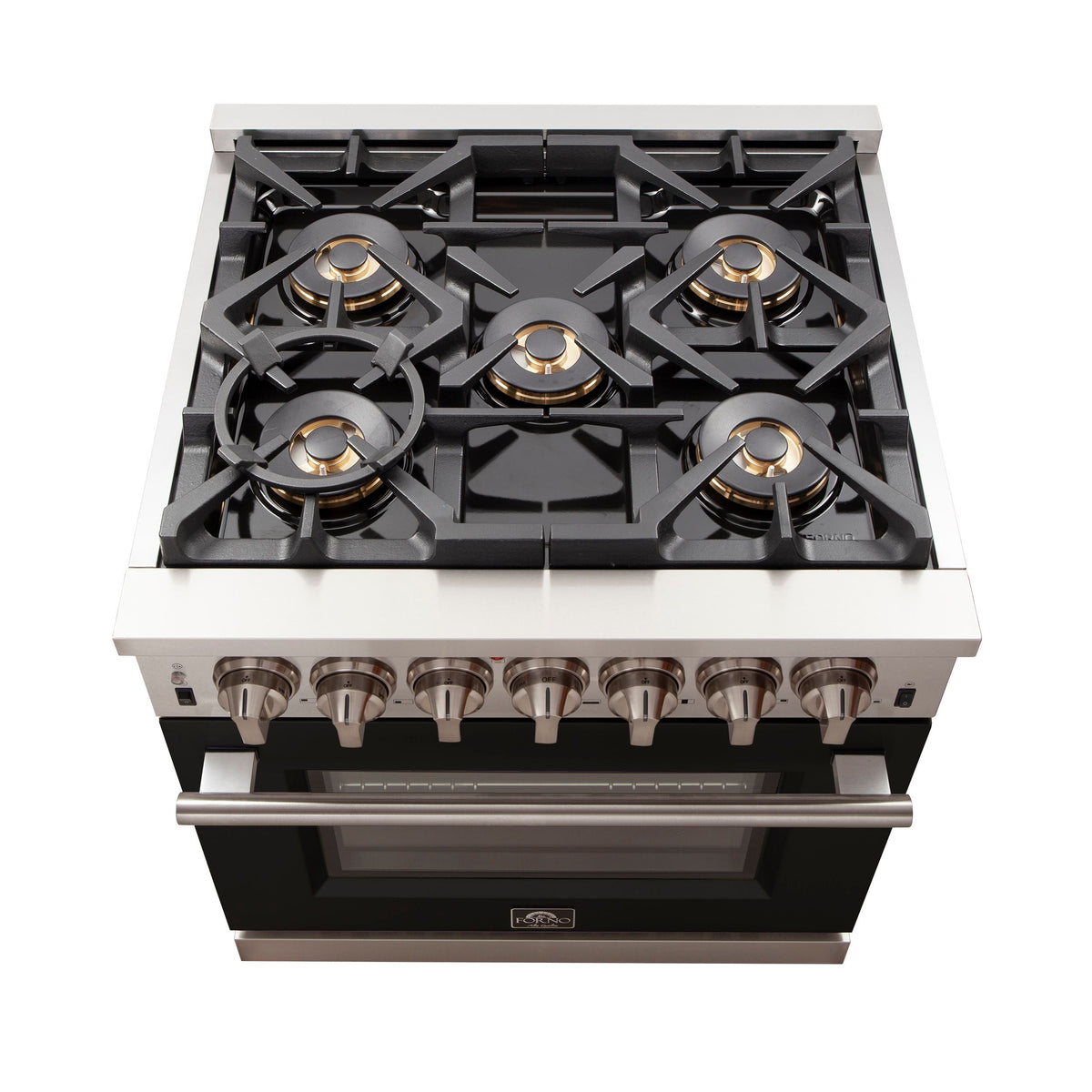 Forno Capriasca 30 in. 4.32 cu. ft. Freestanding Gas Range with 5 Sealed Burners in Black (FFSGS6260-30BLK)