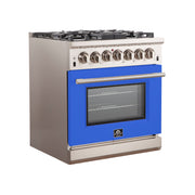 Forno Capriasca 30 in. Freestanding Gas Range, 4.32 cu. ft. Oven, 5 Sealed Burners, Blue, Model FFSGS6260-30BLU