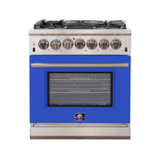 Forno Capriasca 30 in. Freestanding Gas Range, 4.32 cu. ft. Oven, 5 Sealed Burners, Blue, Model FFSGS6260-30BLU
