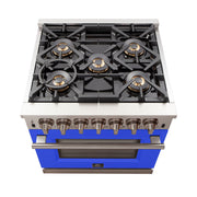 Forno Capriasca 30 in. Freestanding Gas Range, 4.32 cu. ft. Oven, 5 Sealed Burners, Blue, Model FFSGS6260-30BLU