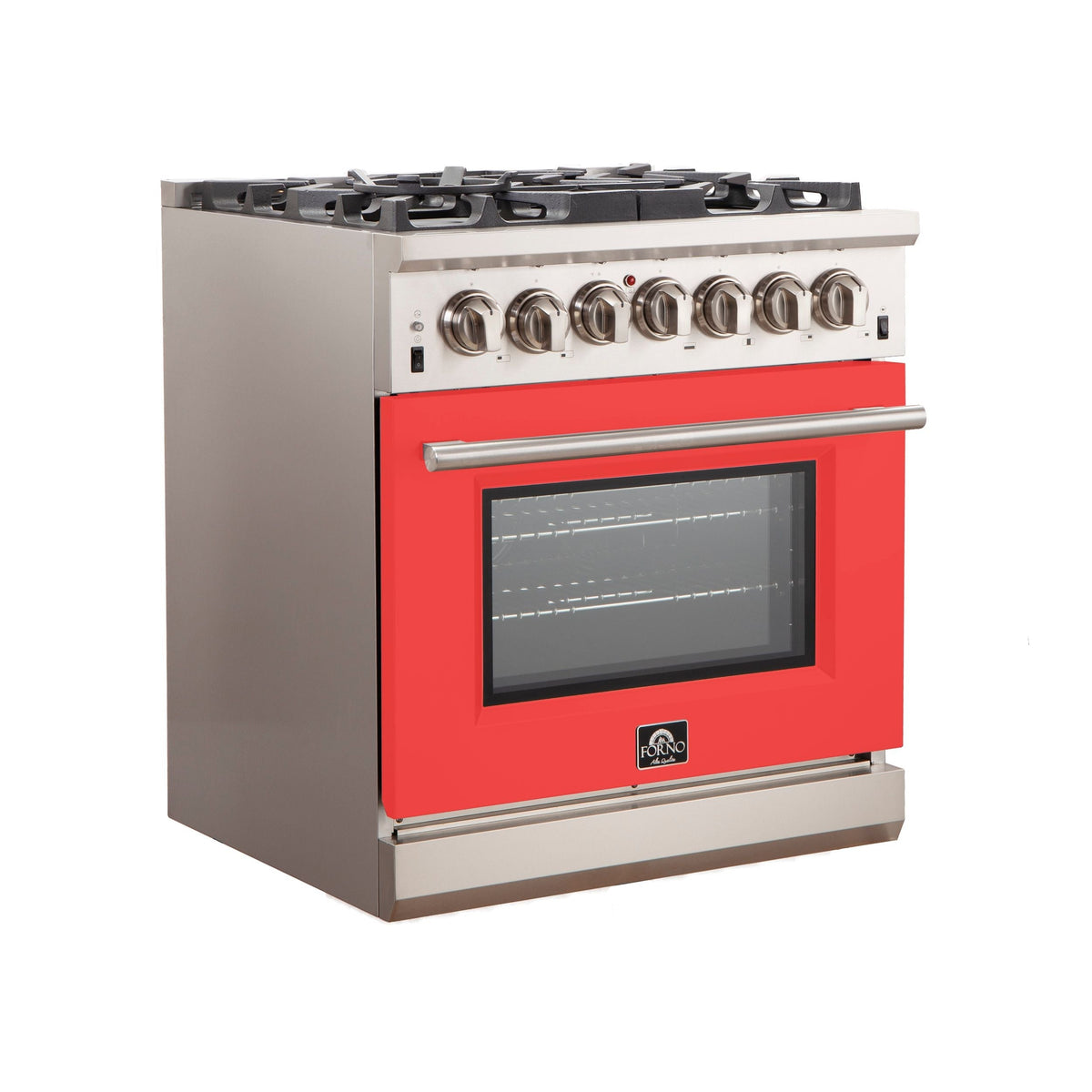 Forno Capriasca 30 in. Freestanding Gas Range, 4.32 cu. ft. Oven, 5 Sealed Burners, Red, Model FFSGS6260-30RED