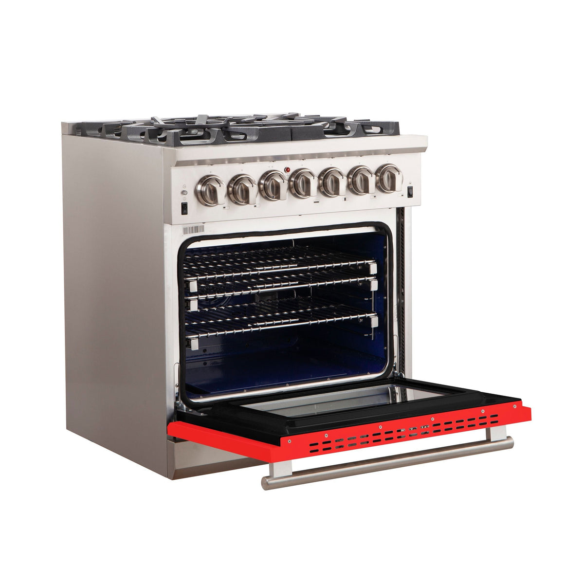Forno Capriasca 30 in. Freestanding Gas Range, 4.32 cu. ft. Oven, 5 Sealed Burners, Red, Model FFSGS6260-30RED