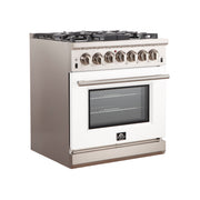 Forno Capriasca 30 in. 4.32 cu. ft. Freestanding Gas Range with 5 Sealed Burners in White (Model FFSGS6260-30WHT)