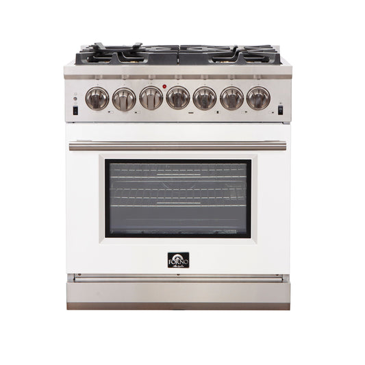 Forno Capriasca 30 in. 4.32 cu. ft. Freestanding Gas Range with 5 Sealed Burners in White (Model FFSGS6260-30WHT)