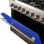 Forno Galiano 36-Inch Dual Fuel Range, 5.36 cu. ft. Oven, 6 Sealed Brass Burners, Blue Finish (Model FFSGS6156-36BLU)