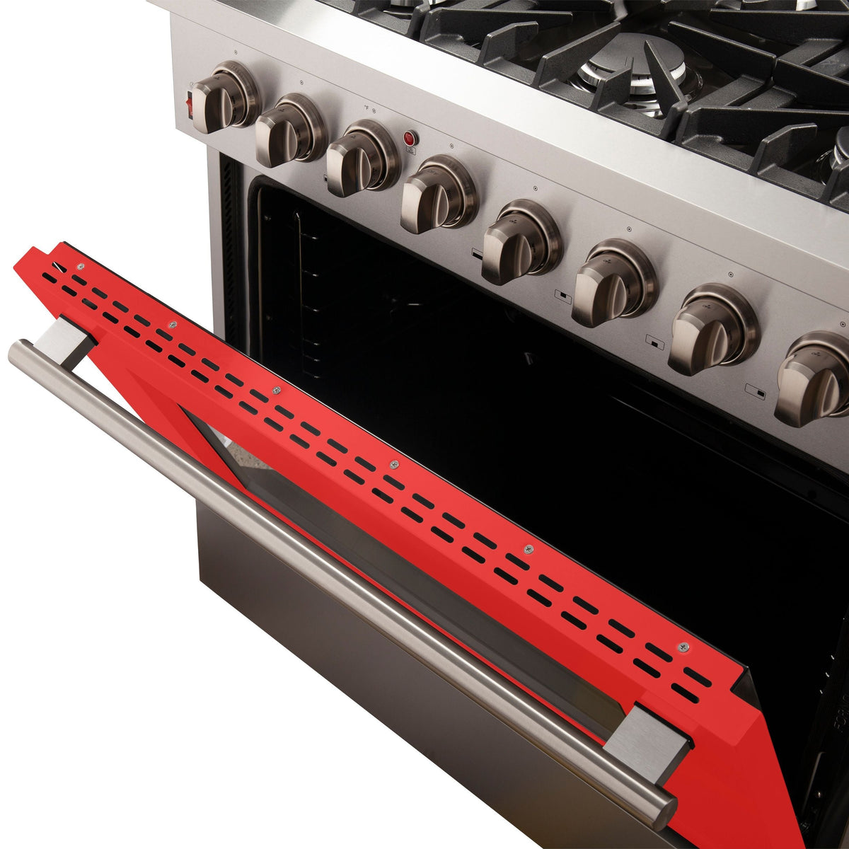 Forno Galiano 36 Inch Dual Fuel Range, 5.36 cu. ft. Oven, 6 Sealed Burners, Red Finish, Model FFSGS6156-36RED