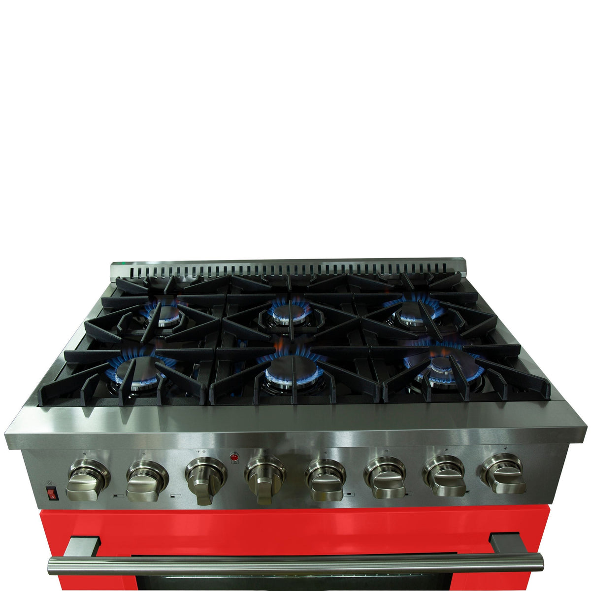 Forno Galiano 36 Inch Dual Fuel Range, 5.36 cu. ft. Oven, 6 Sealed Burners, Red Finish, Model FFSGS6156-36RED