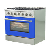 Forno Galiano 36-Inch Gas Range, 5.36 cu. ft. Oven, 6 Sealed Burners, Blue, Model FFSGS6244-36BLU