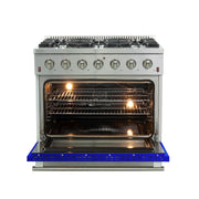 Forno Galiano 36-Inch Gas Range, 5.36 cu. ft. Oven, 6 Sealed Burners, Blue, Model FFSGS6244-36BLU