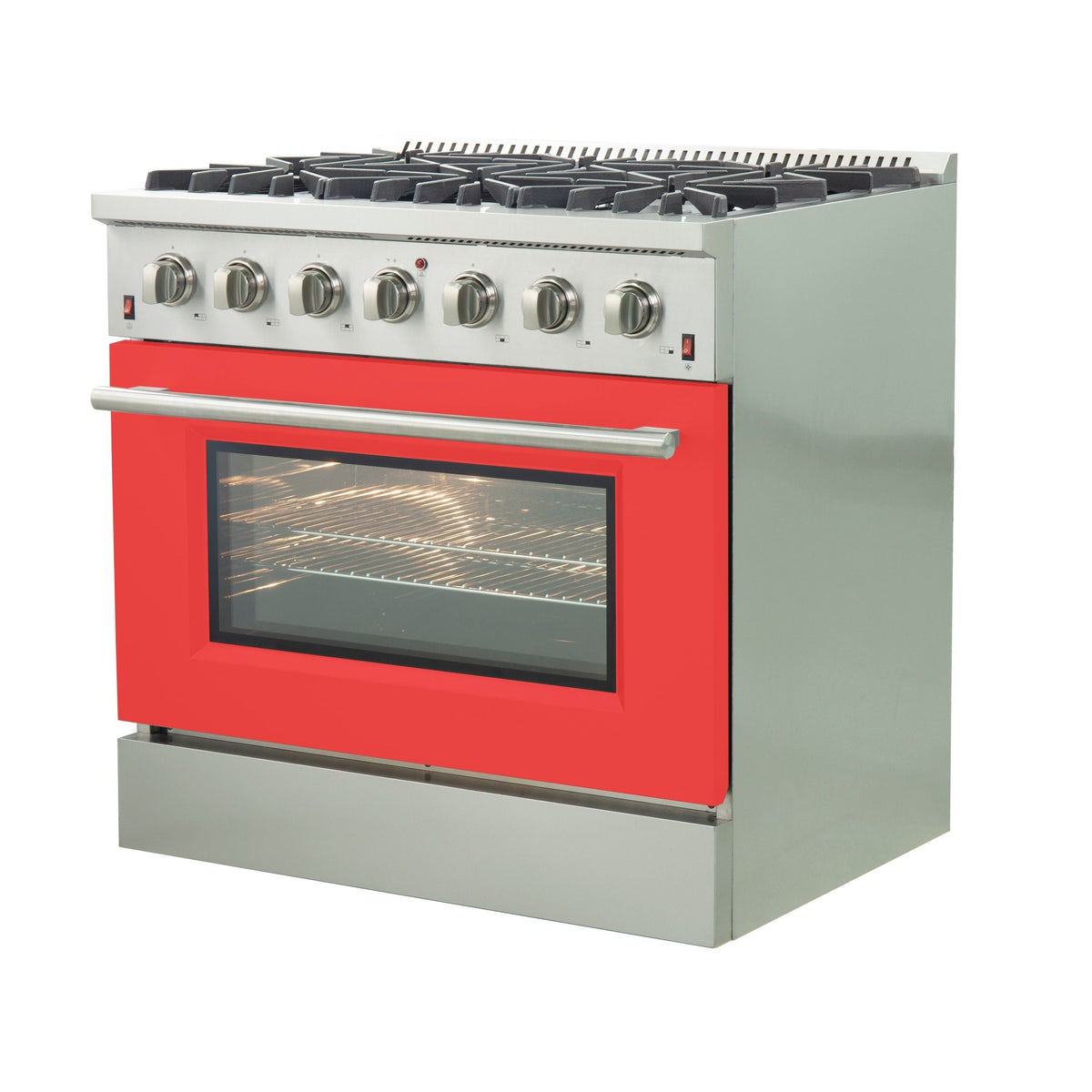 Forno Galiano 36-Inch Gas Range, 5.36 cu. ft. Oven, 6 Sealed Burners, Red, Model FFSGS6244-36RED