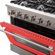 Forno Galiano 36-Inch Gas Range, 5.36 cu. ft. Oven, 6 Sealed Burners, Red, Model FFSGS6244-36RED